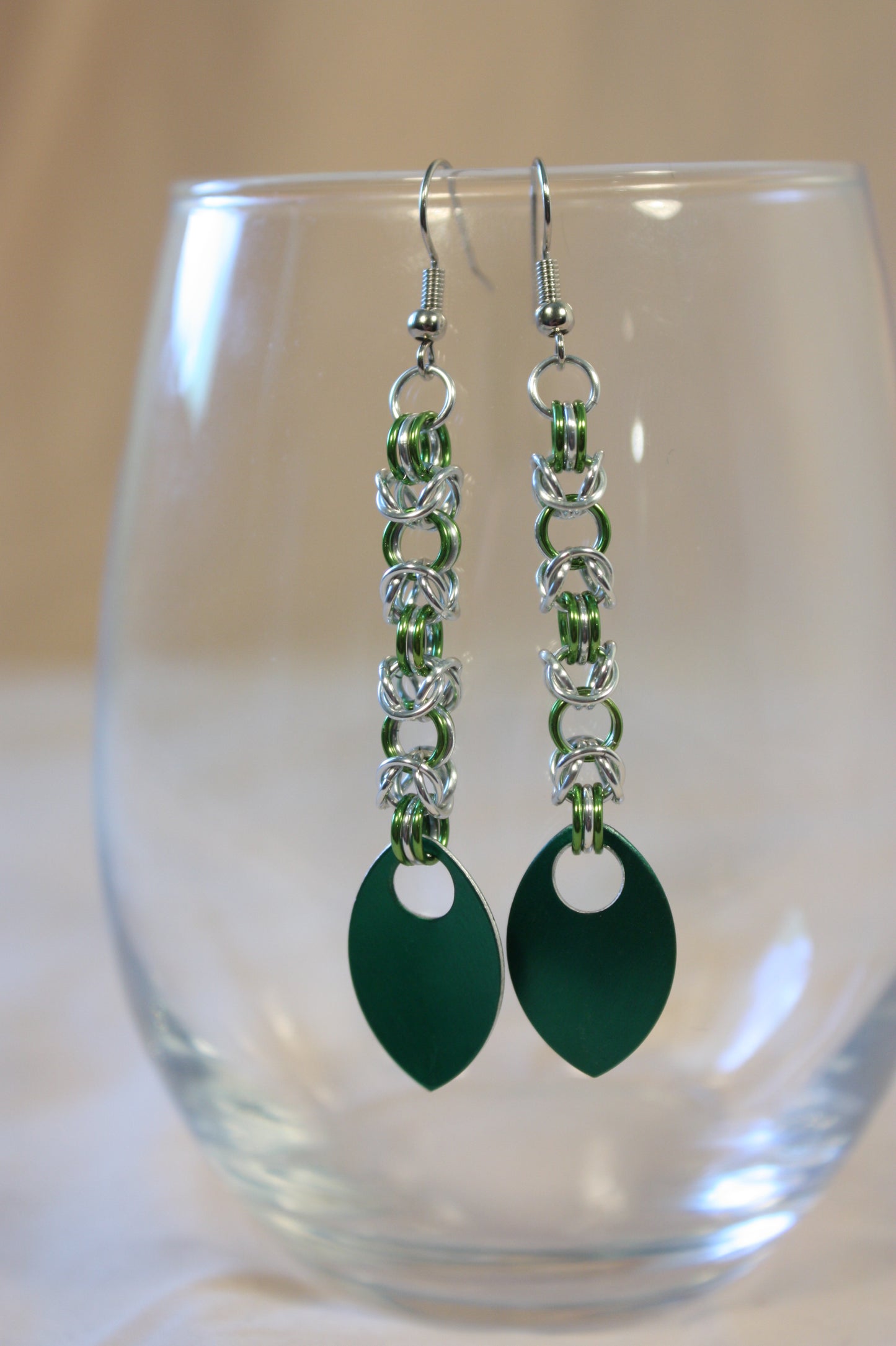 Byzantine and Scale Drop Chainmaille Earrings