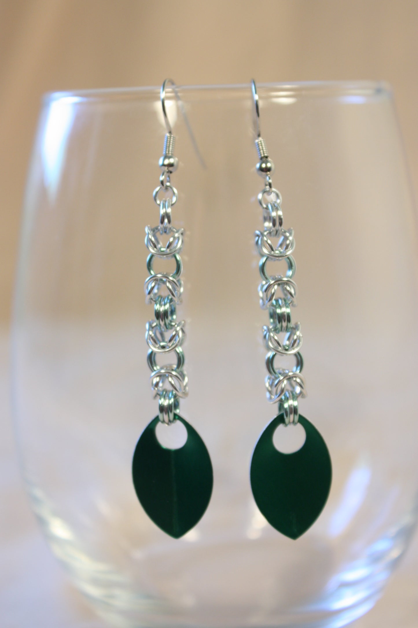 Byzantine and Scale Drop Chainmaille Earrings