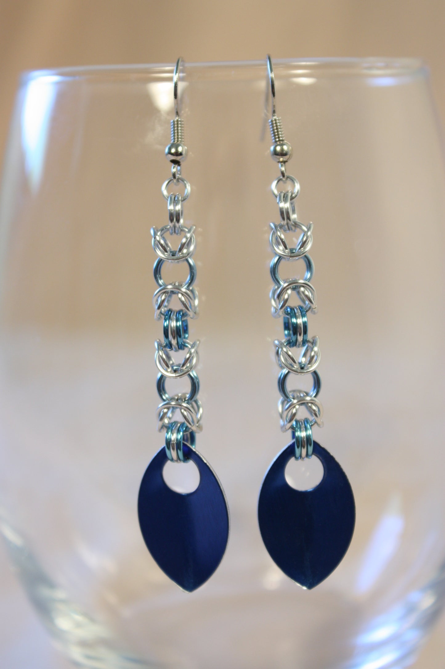 Byzantine and Scale Drop Chainmaille Earrings