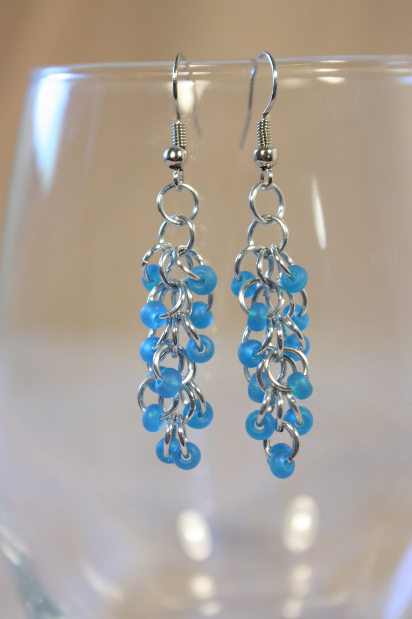 Beaded Shaggy Loop Chainmaille Earrings