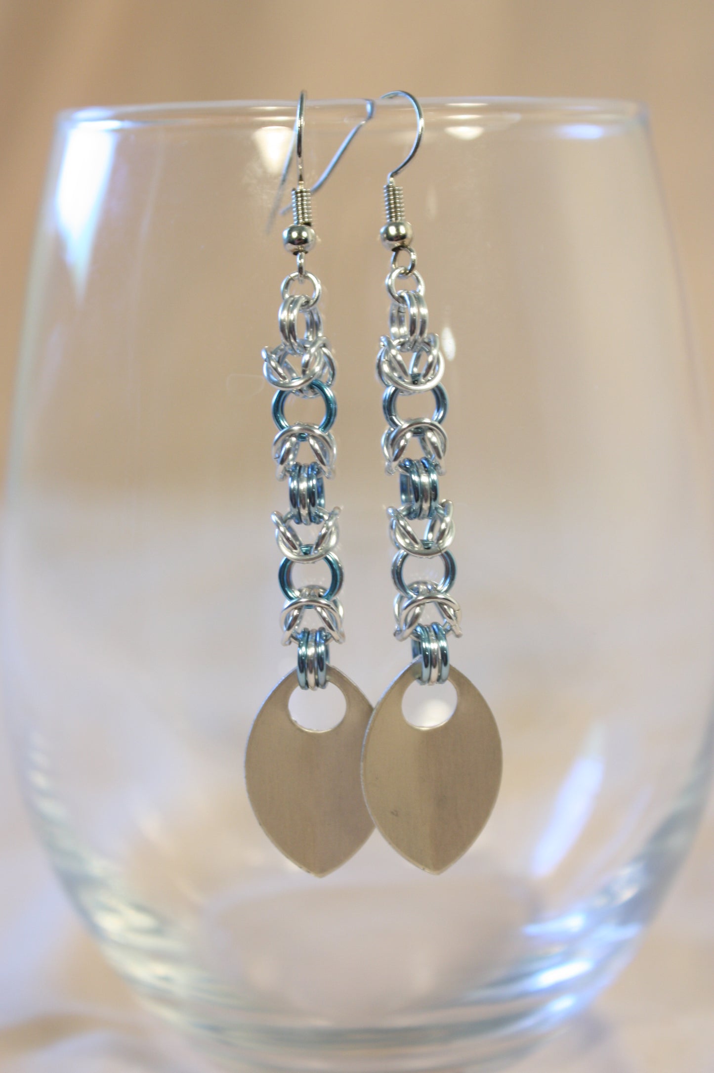 Byzantine and Scale Drop Chainmaille Earrings