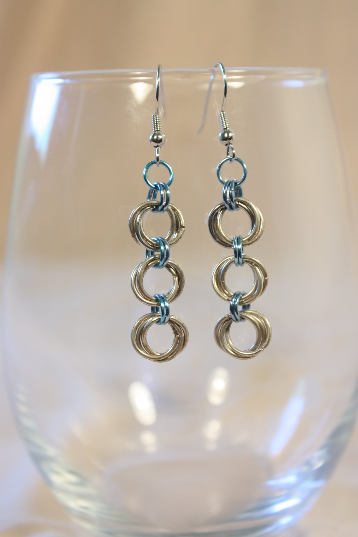 Lovers Knot Rosette Chain Earrings