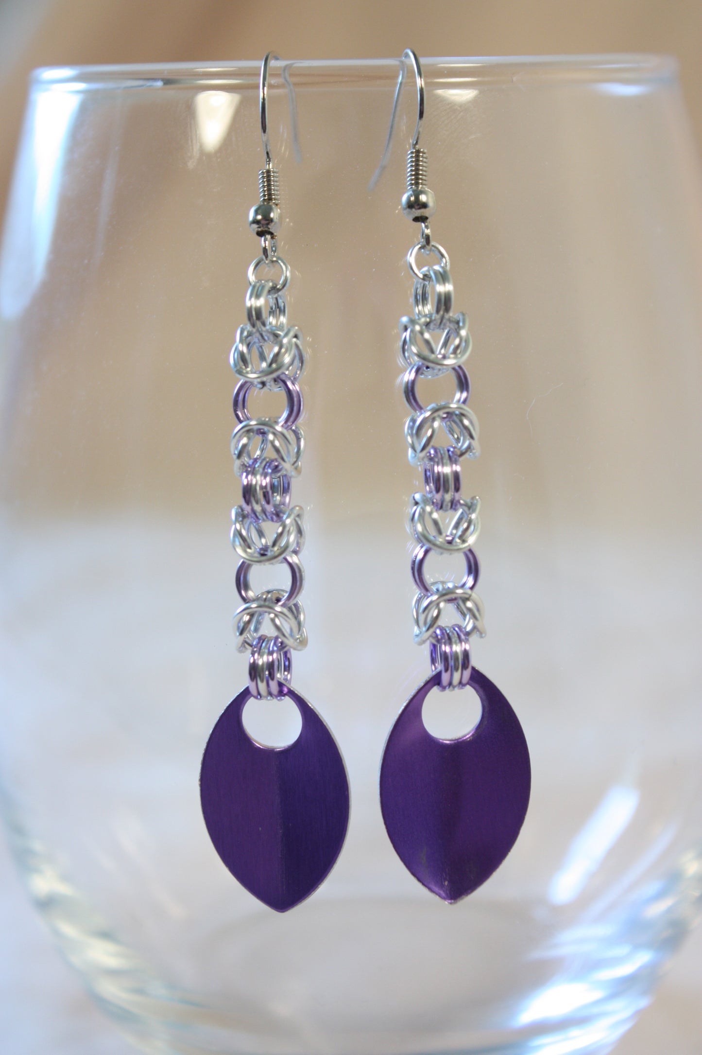 Byzantine and Scale Drop Chainmaille Earrings