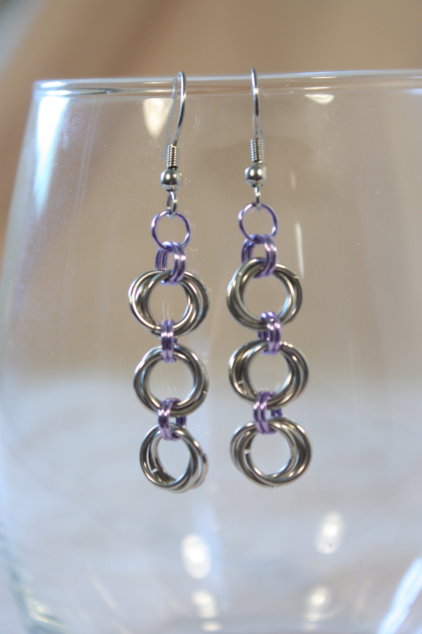 Lovers Knot Rosette Chain Earrings