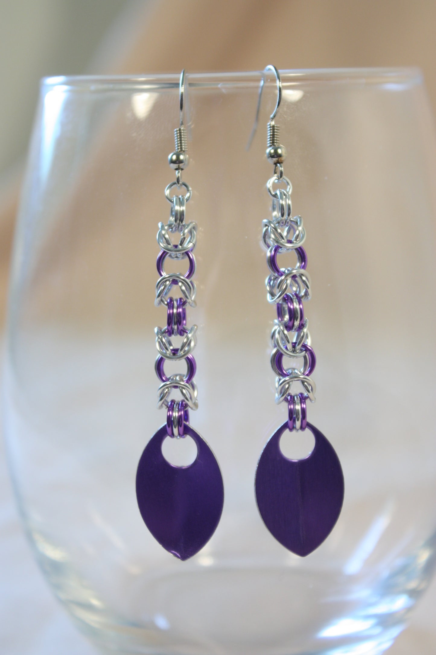Byzantine and Scale Drop Chainmaille Earrings