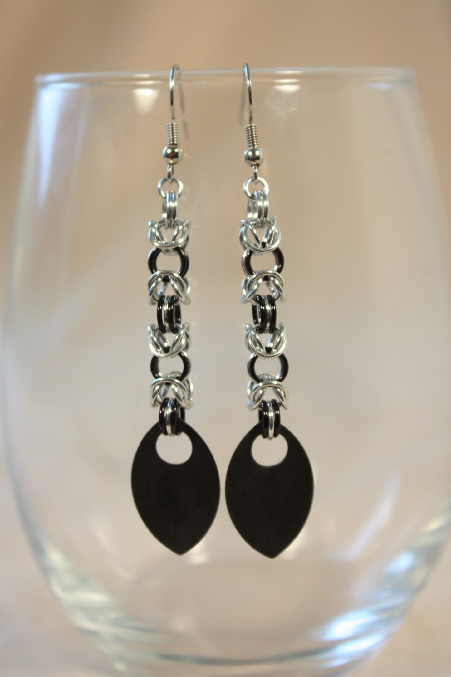 Byzantine and Scale Drop Chainmaille Earrings