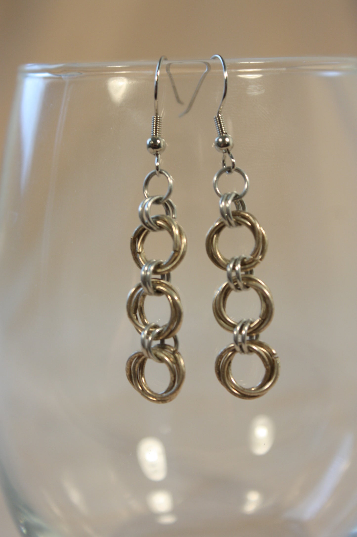 Lovers Knot Rosette Chain Earrings