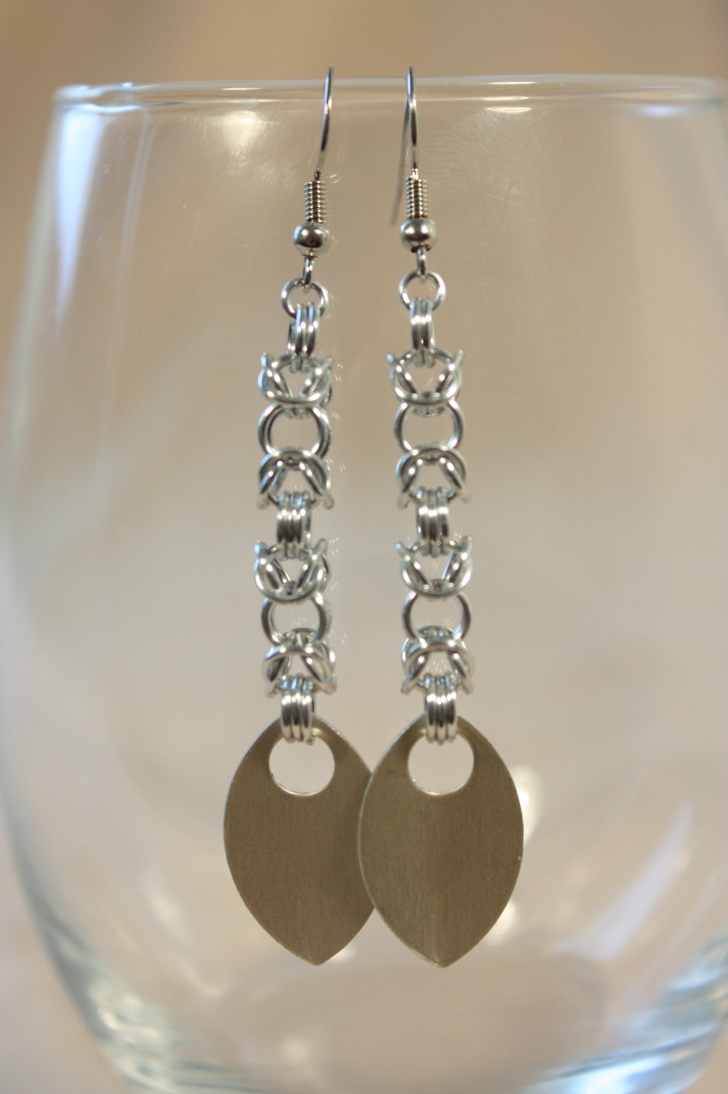 Byzantine and Scale Drop Chainmaille Earrings
