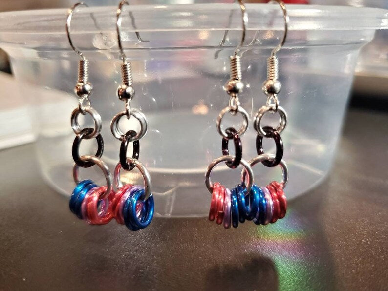 Pride Open Circle Drop LGBTQ+ Chainmaille Earrings