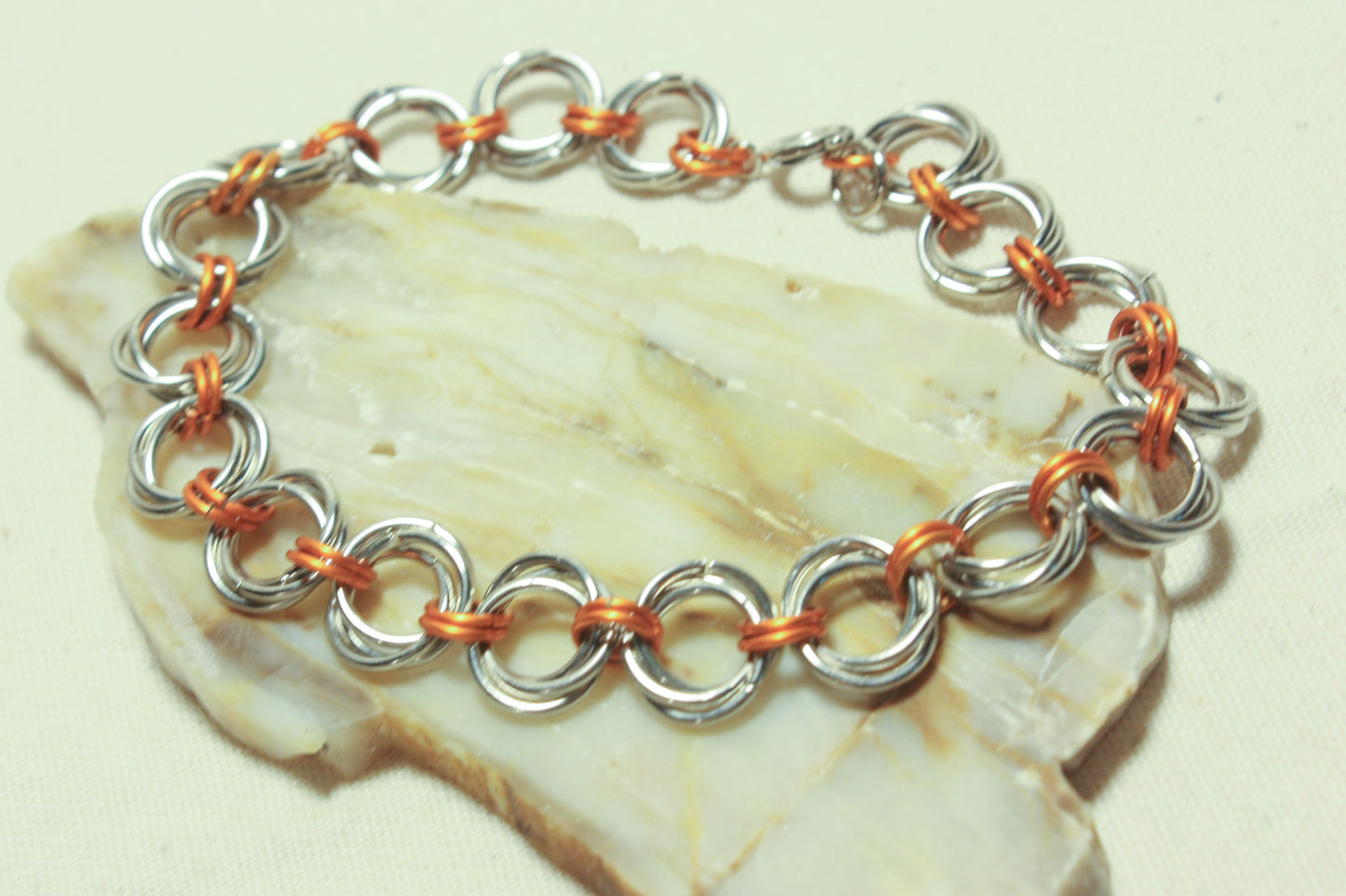 Love Knot Rosette Bracelet, Valentine Chainmaille Bracelet